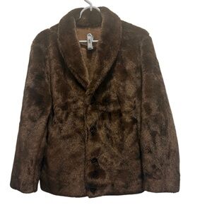 double-sided Luxurious Brown Faux Fur Coat soft ,warm can be worn on both sides